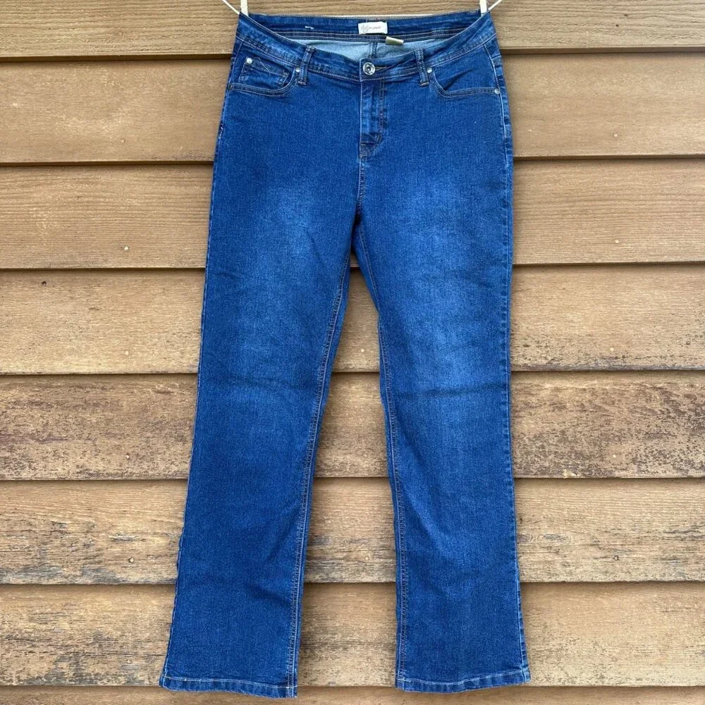 Bcc Jeans Womens Mid-Rise Stretch Denim Straight-Leg Size 10R Blue - Picture 1 of 13